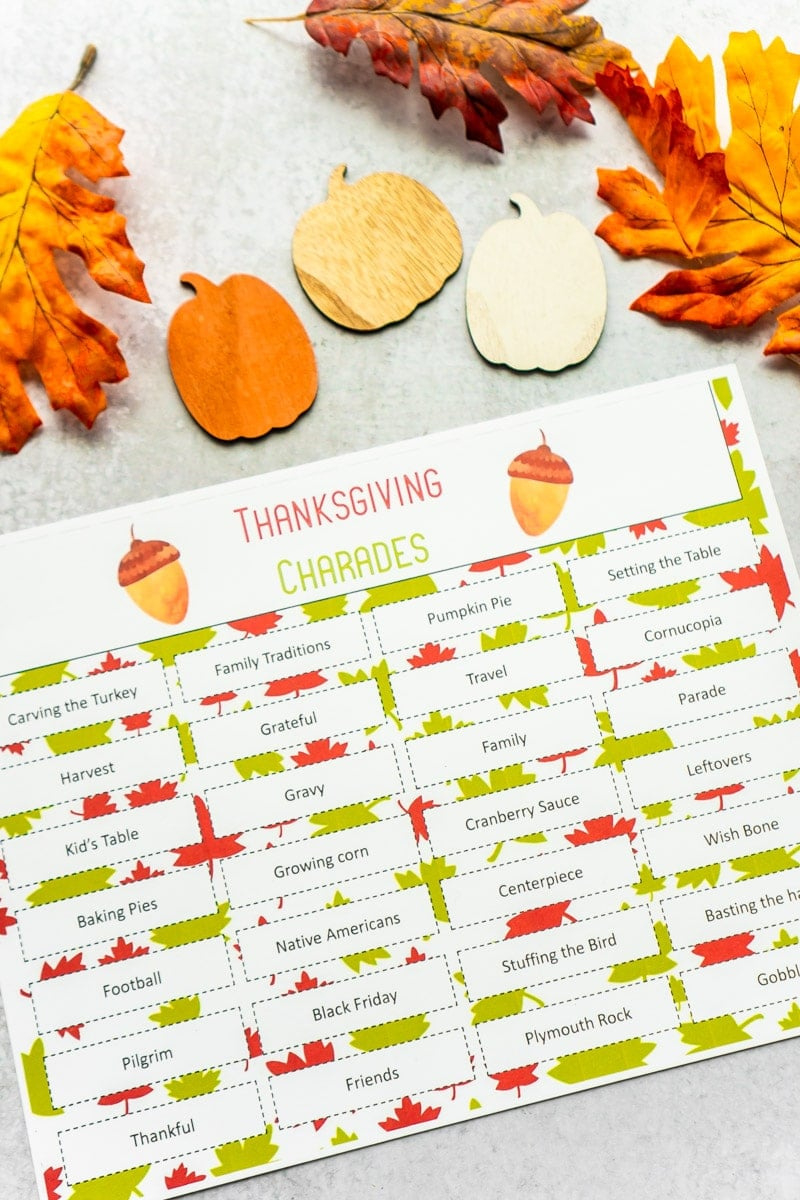Thanksgiving Charades Game (Free Printable Cards) - Play Party Plan with Thanksgiving Charades Free Printable