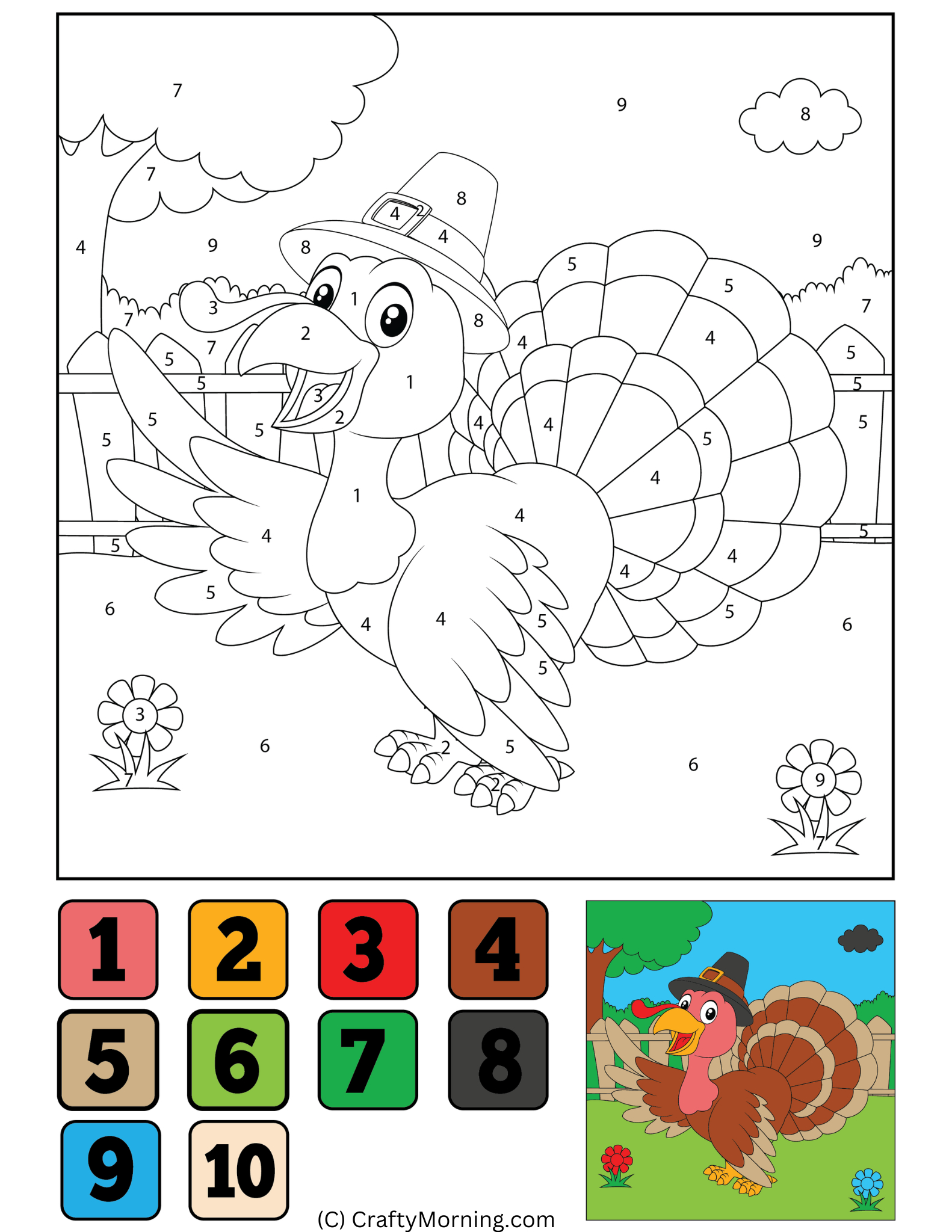 Thanksgiving Colornumber (Free Printables) - Crafty Morning intended for Color By Number Turkey Free Printable