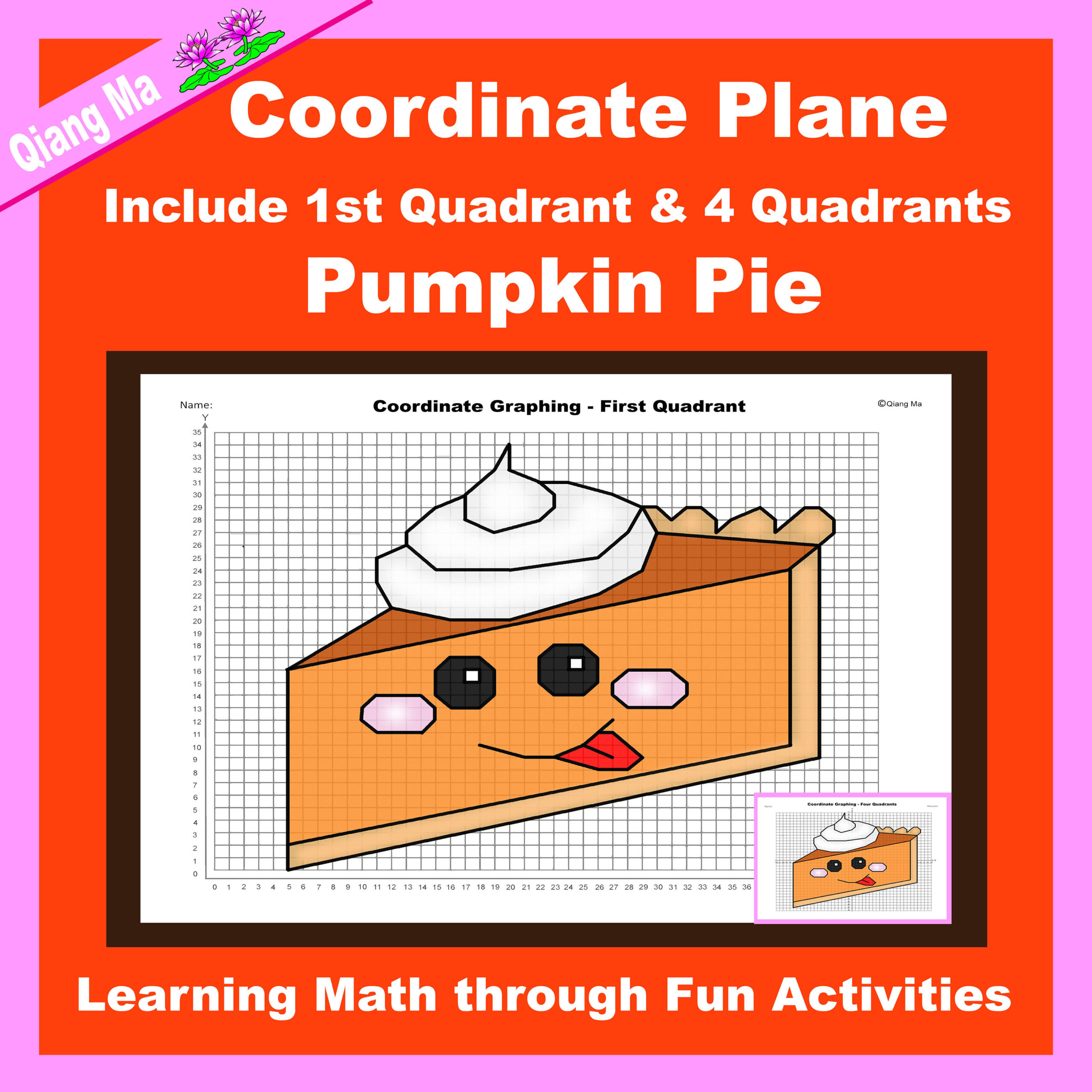 Thanksgiving Coordinate Plane Graphing Picture- Thanksgiving in Thanksgiving And The Pumpkin Pie Worksheet