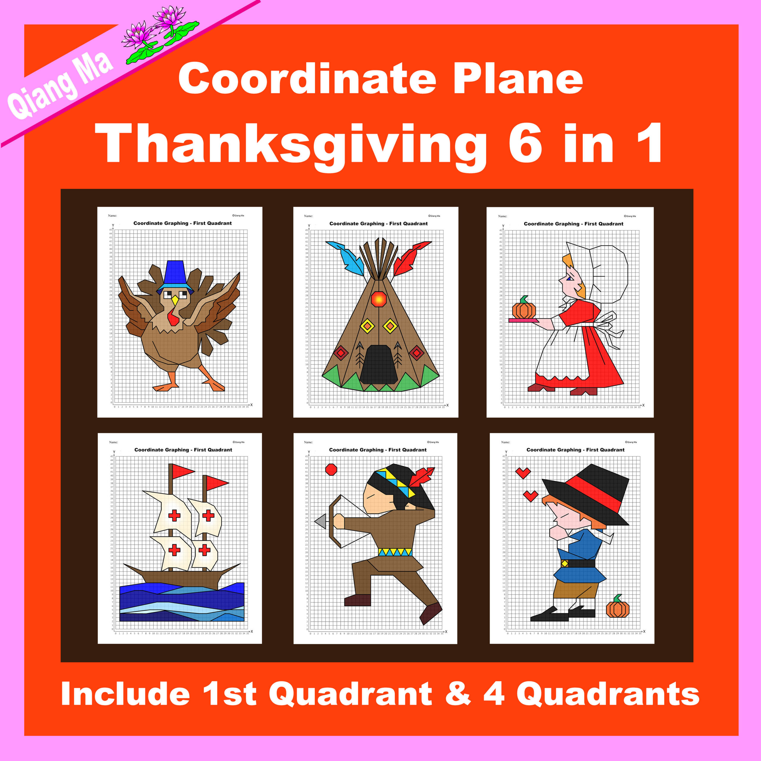 Thanksgiving Coordinate Plane Graphing Picture: Thanksgiving intended for Free Thanksgiving Coordinate Graphing Picture Worksheets