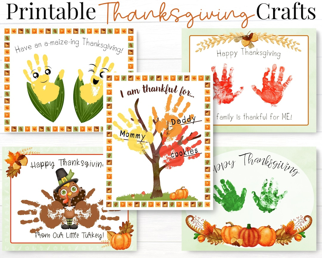Thanksgiving Crafts For Kids, Printable Handprint Art Activities pertaining to Printable Thanksgiving Cards For Preschoolers