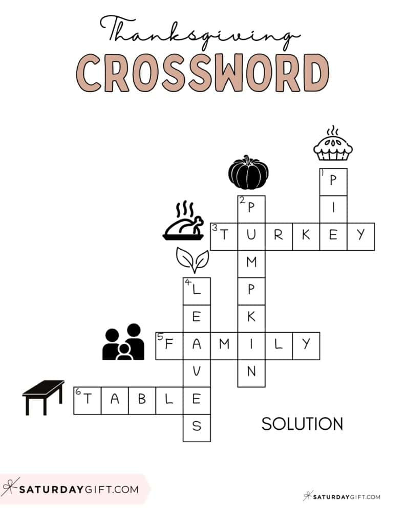Thanksgiving Crossword Puzzle - Cute &amp;amp; Free Printable | Saturdaygift pertaining to Easy Thanksgiving Crossword Puzzle Printable