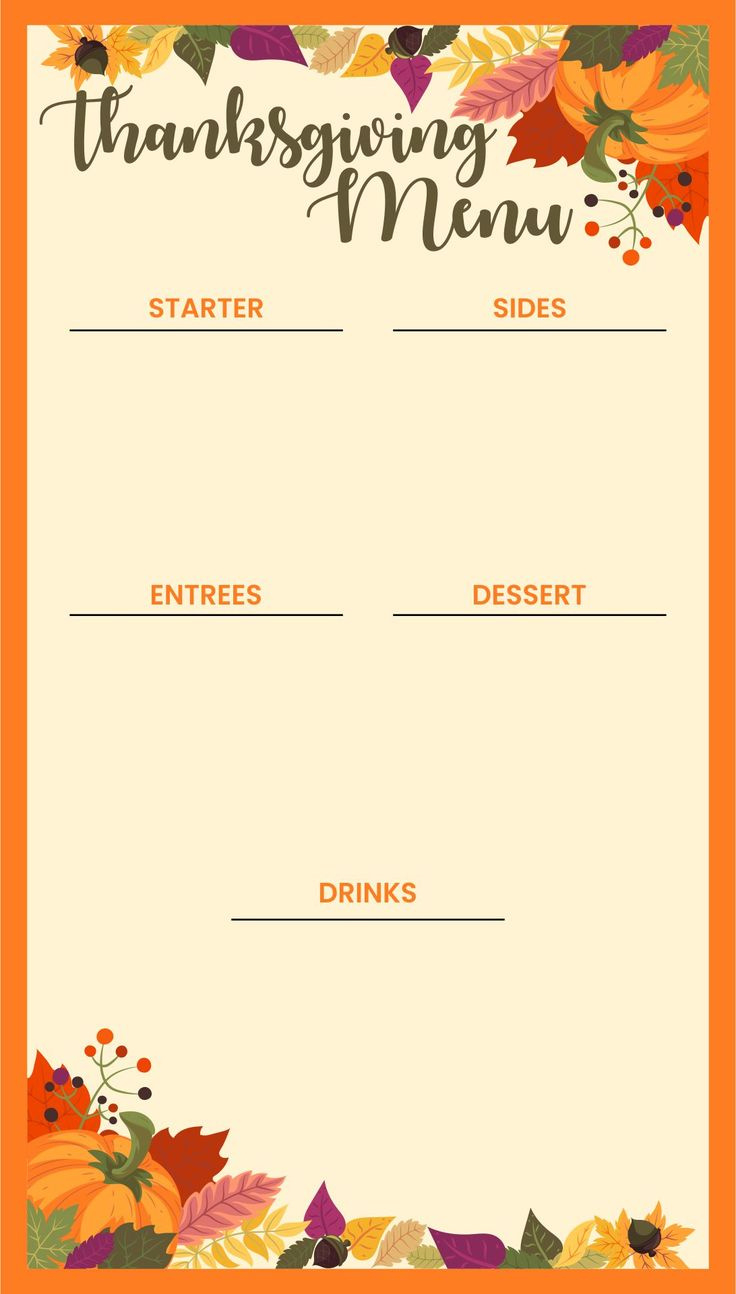 Thanksgiving Day Menu Template | Printable Menu regarding Free Thanksgiving Menu Templates For Word