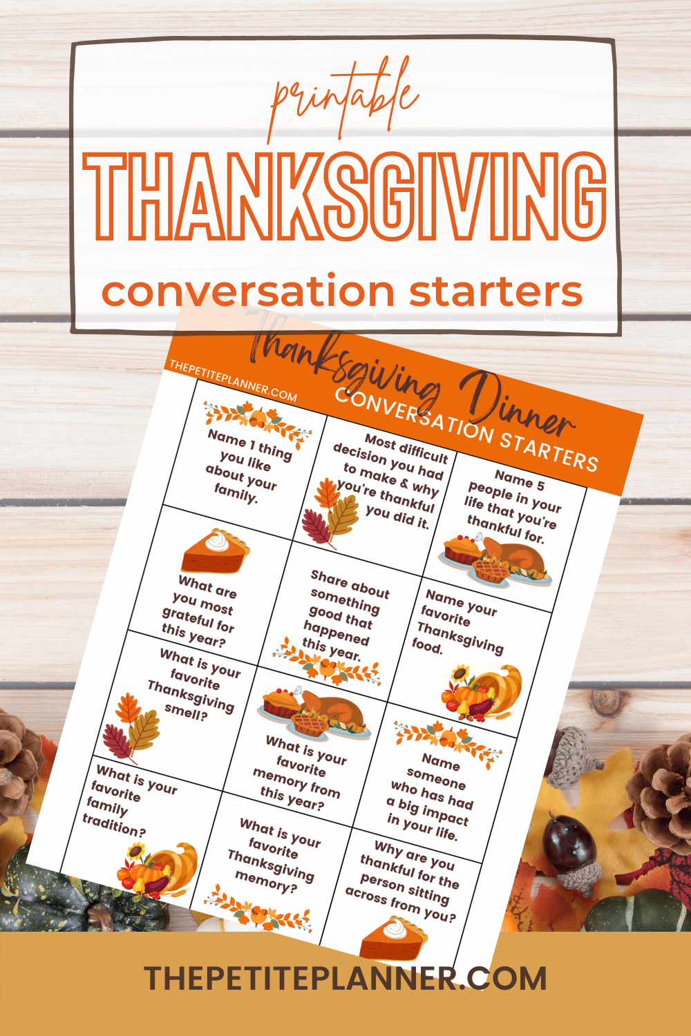 Thanksgiving Dinner Conversation Starters (With Free Printable!) within Thanksgiving Conversation Starters Printable