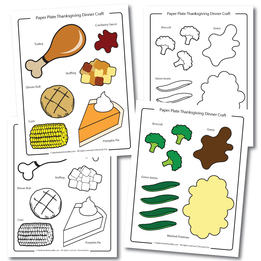 Thanksgiving Dinner Paper Plate Craft | Free Pdf Template inside Pictures Of Thanksgiving Food Printable