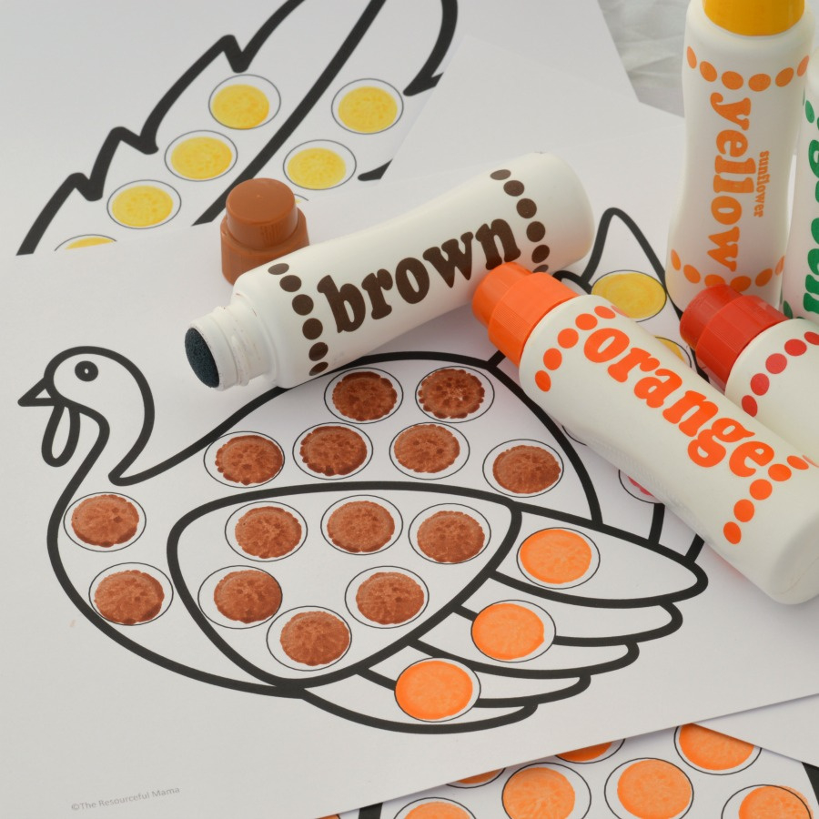 Thanksgiving Dot Painting {Free Printables} - The Resourceful Mama in Thanksgiving Dot Painting Free Printables