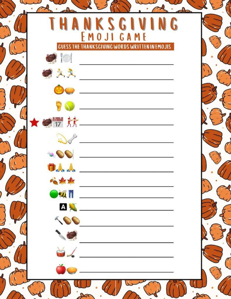 Thanksgiving Emoji Pictionary Game Free Printable - Originalmom throughout Free Printable Thanksgiving Emoji Game