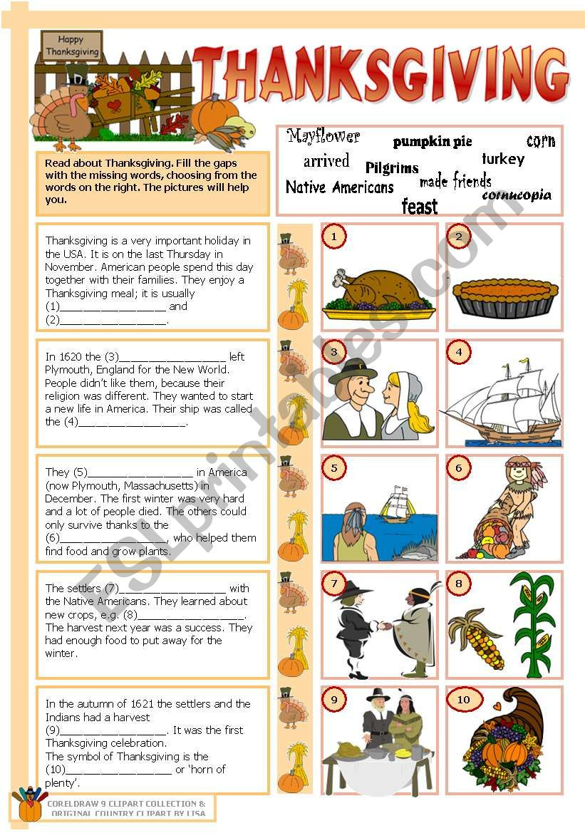 Thanksgiving - Esl Worksheettecus within The First Thanksgiving Worksheets Lessons and Printables