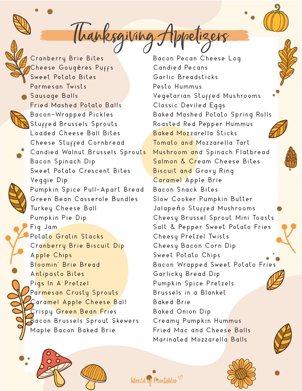 Thanksgiving Food Checklist - Food List &amp;amp; Printables - World Of intended for Printable Thanksgiving Food List