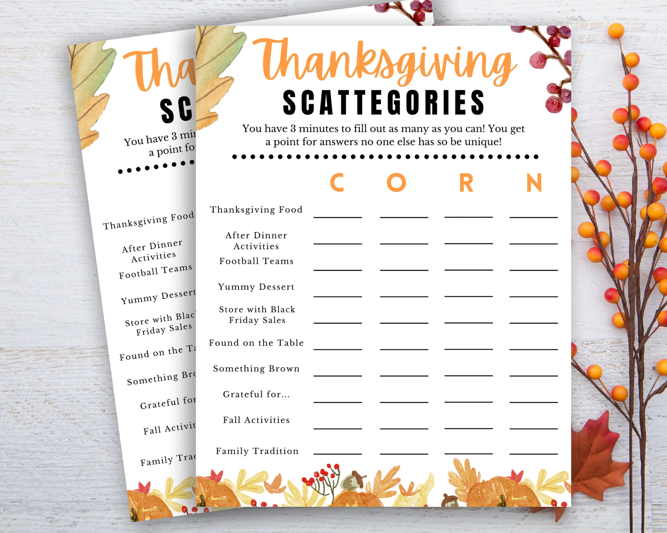 Thanksgiving Game Printable, Thanksgiving Scattegories pertaining to Thanksgiving Games For Family Printable