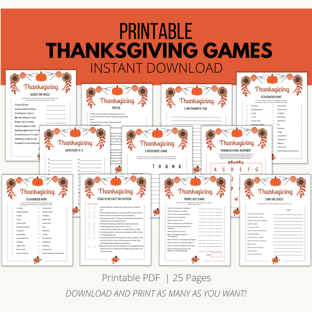 Thanksgiving Games Printable {Downloadable Pdf} inside Free Printable Thanksgiving Games For Adults
