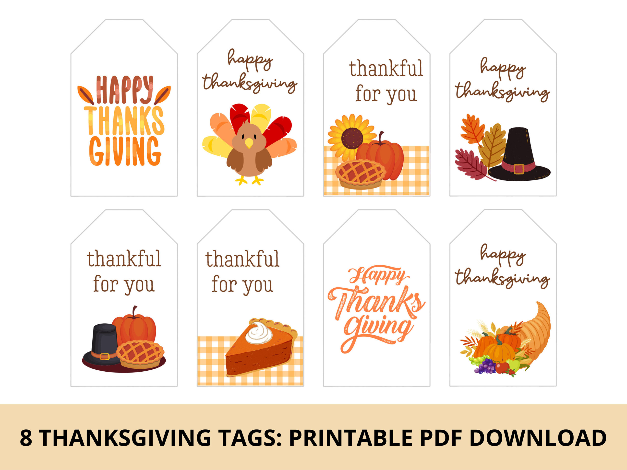 Thanksgiving Gift Tags &amp;amp; Treat Tags | Printable Pdf Download - Etsy intended for Happy Thanksgiving Printable Tags