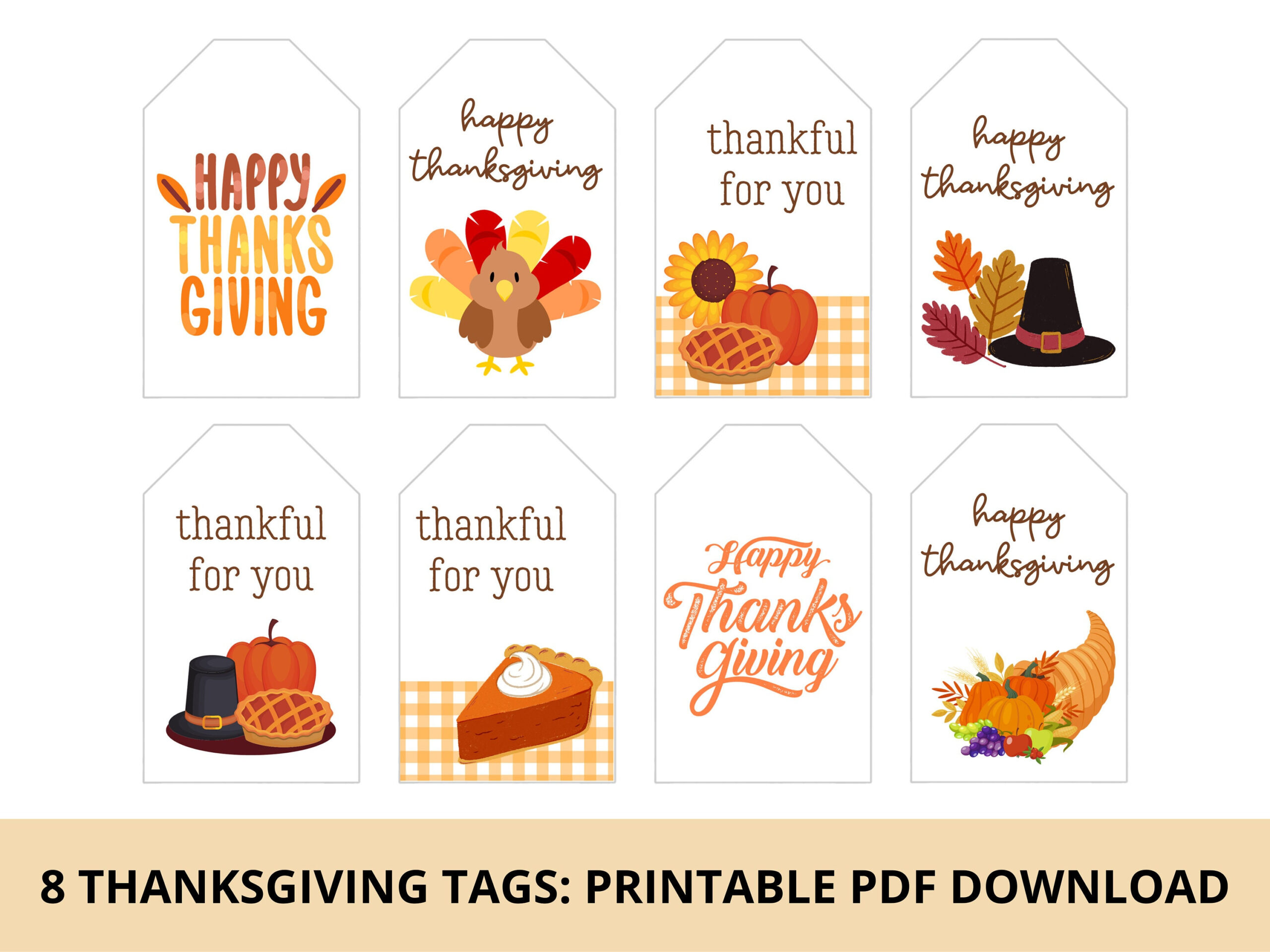 Thanksgiving Gift Tags &amp;amp; Treat Tags | Printable Pdf Download - Etsy within Happy Thanksgiving Tags Printable