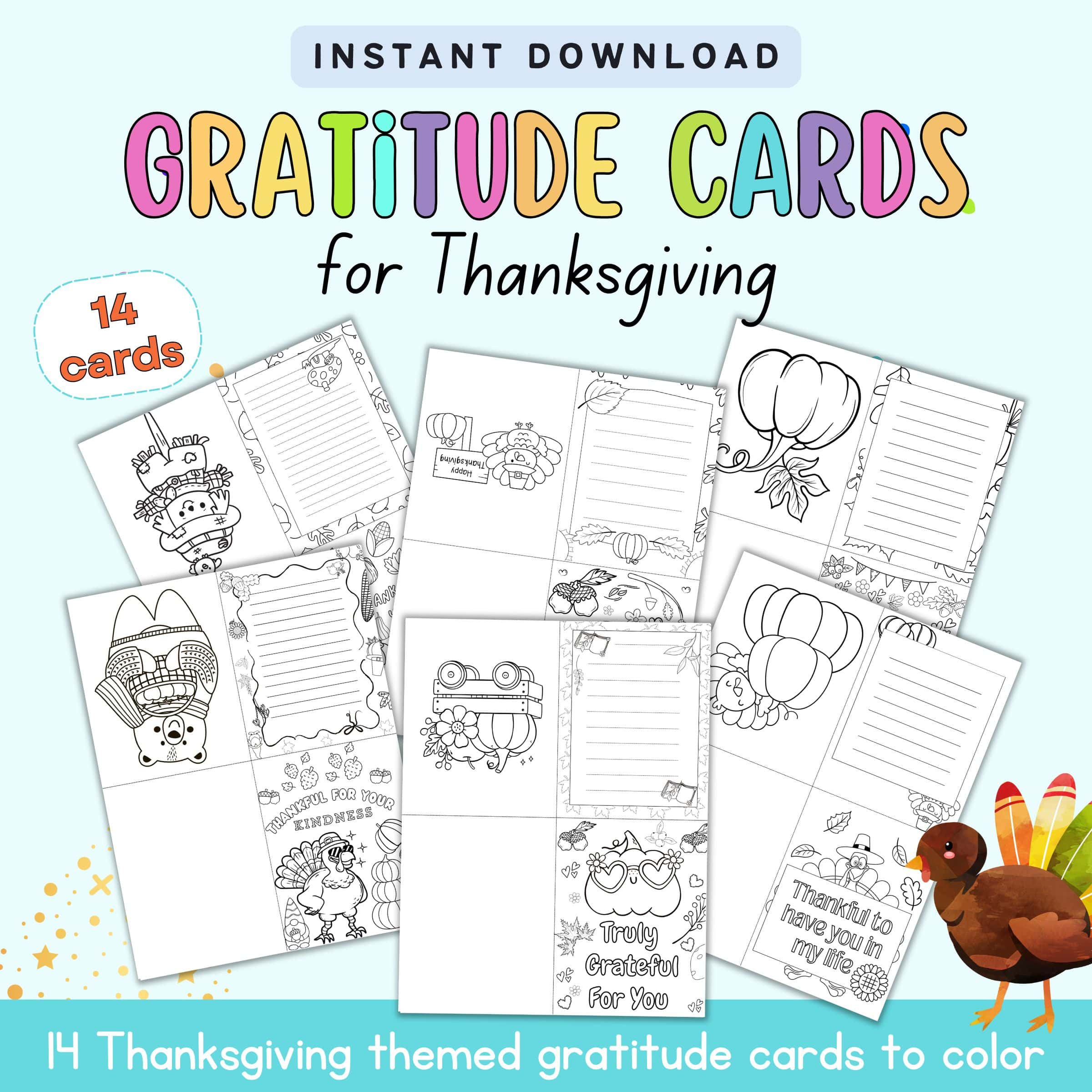 Thanksgiving Gratitude Cards Free Printables - The Artisan Life intended for Printable Thanksgiving Cards To Color