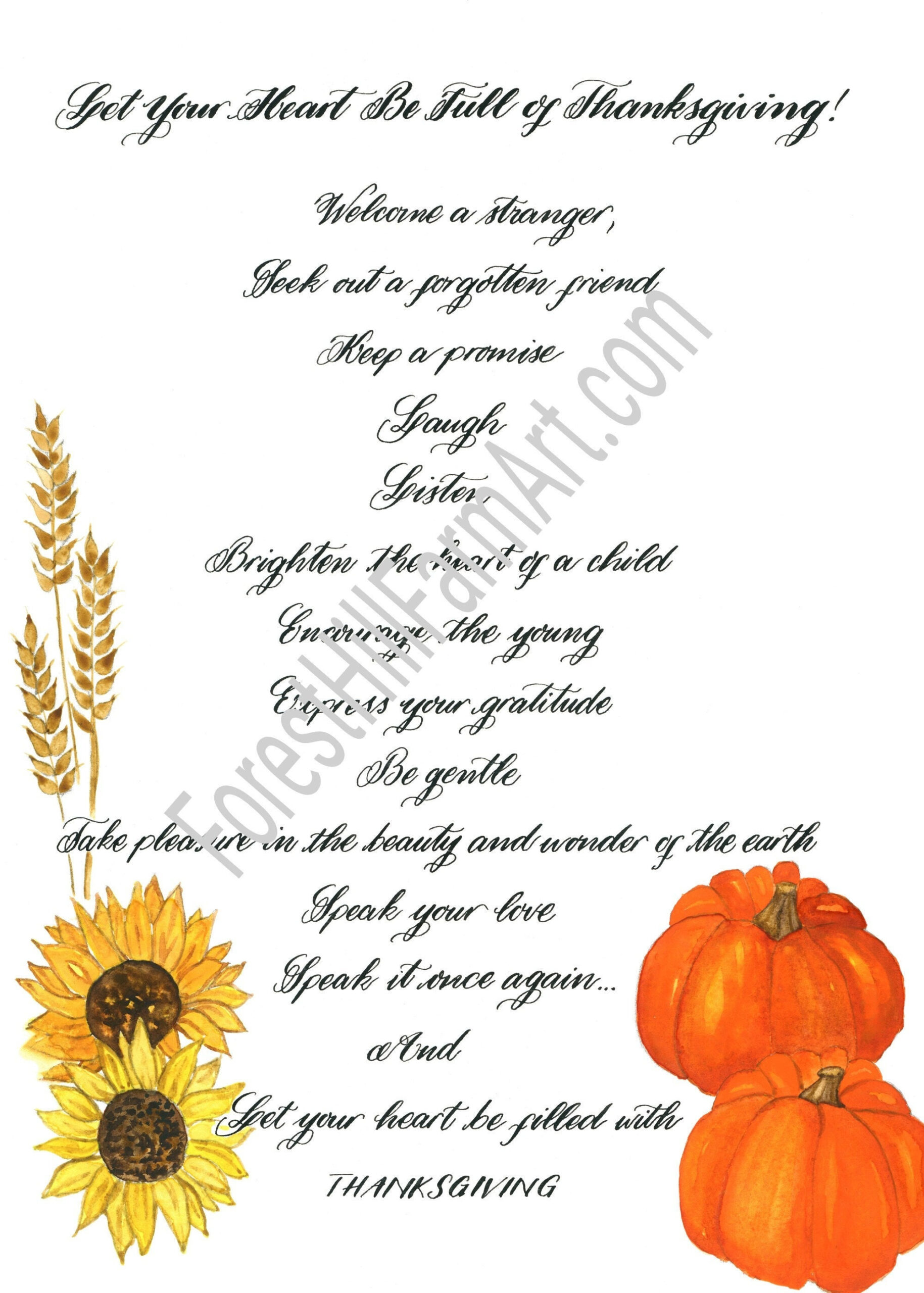 Thanksgiving Greeting/Thanksgiving Poem Print Ready - Etsy with regard to Thanksgiving Card Poems