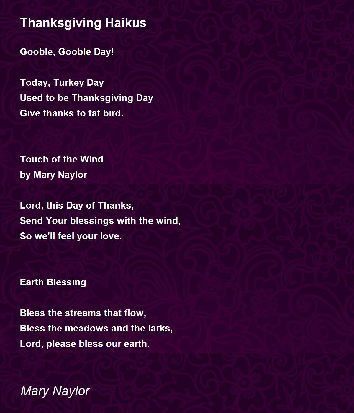 Thanksgiving Haikus - Thanksgiving Haikus Poemmary Naylor in Haiku Poems About Thanksgiving