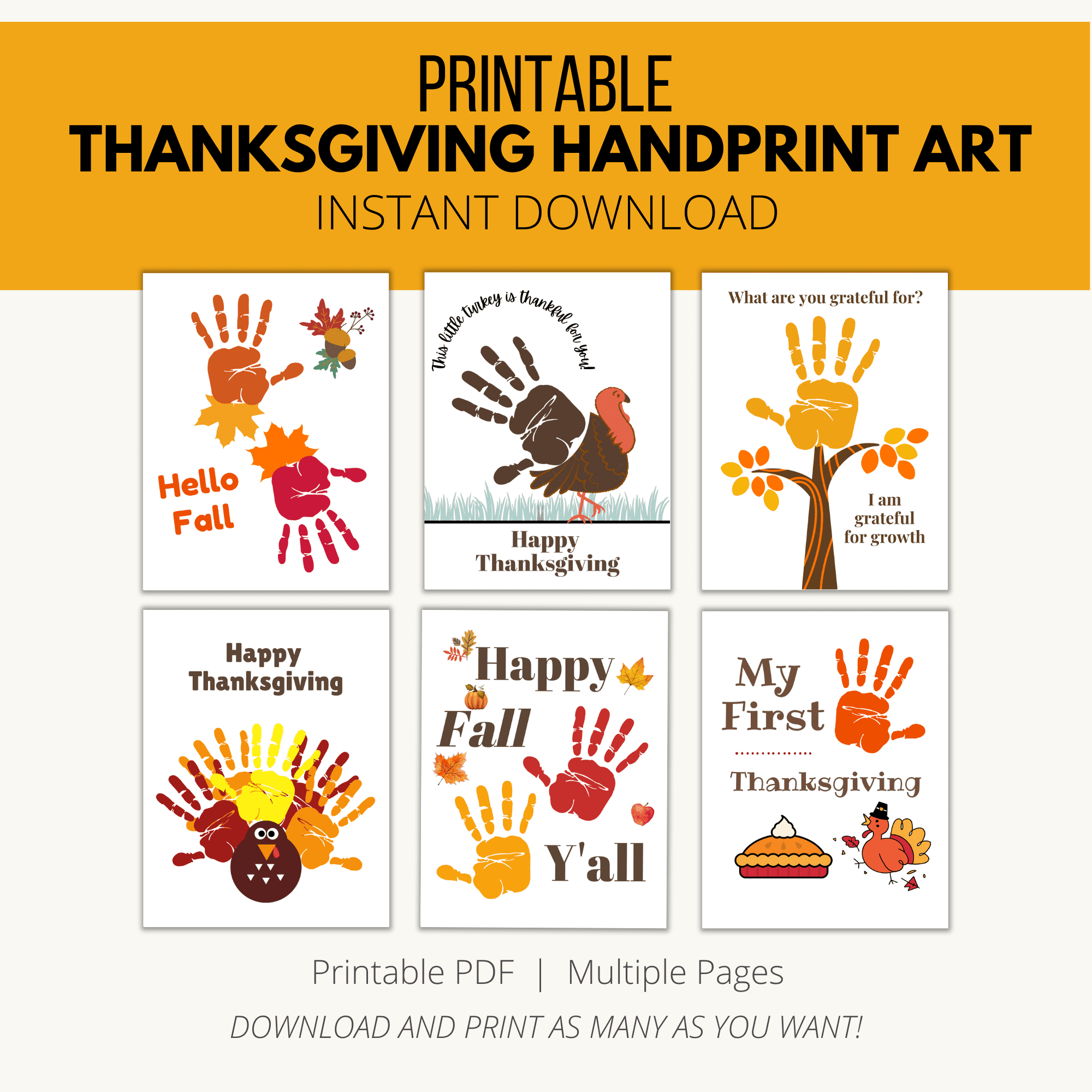 Thanksgiving Handprint Art {Downloadable Pdf} - Add A Little Adventure with Free Printable Thanksgiving Handprint Template