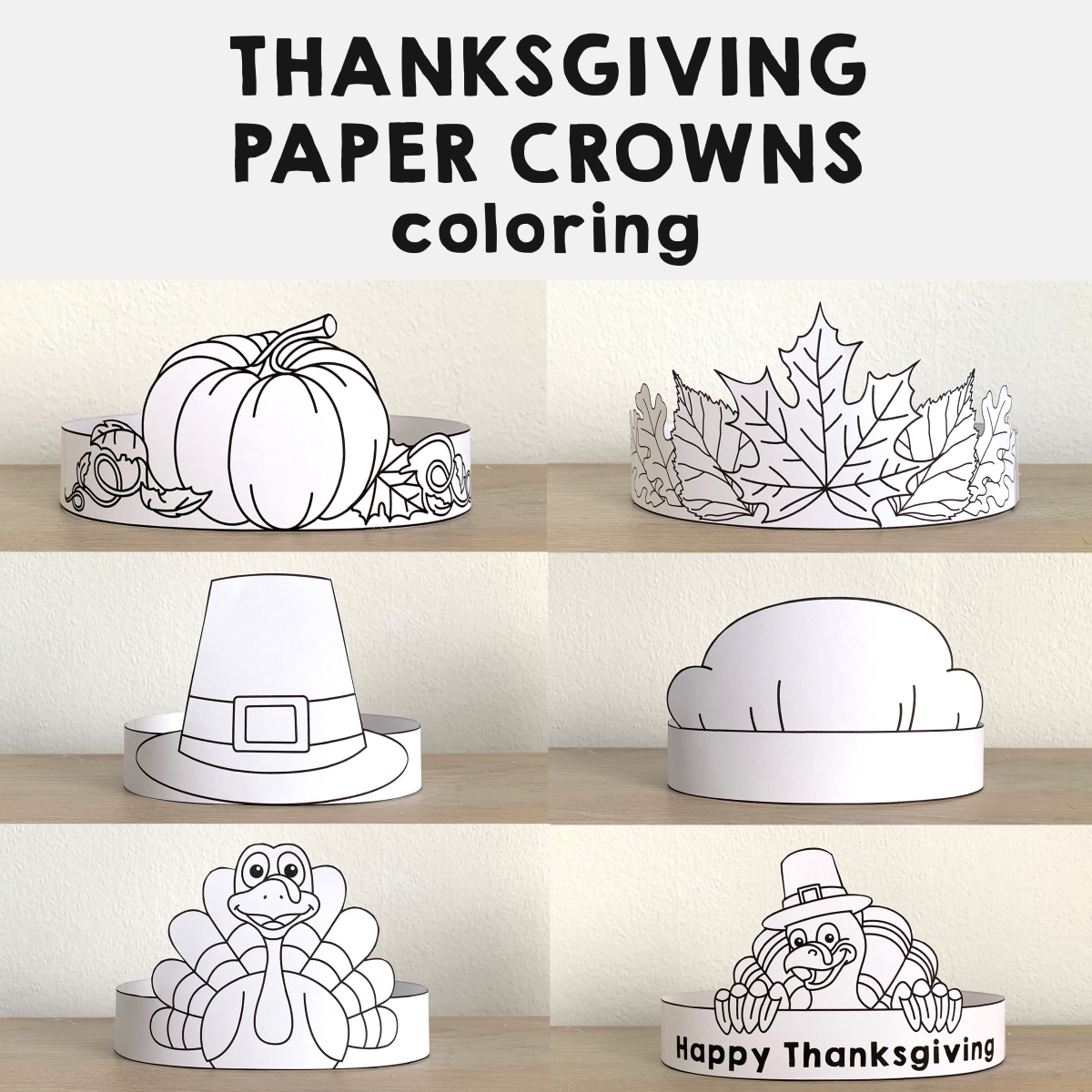 Thanksgiving Hats Crowns Printable Paper Coloring Fall Autumn pertaining to Turkey Hat Craft Printable