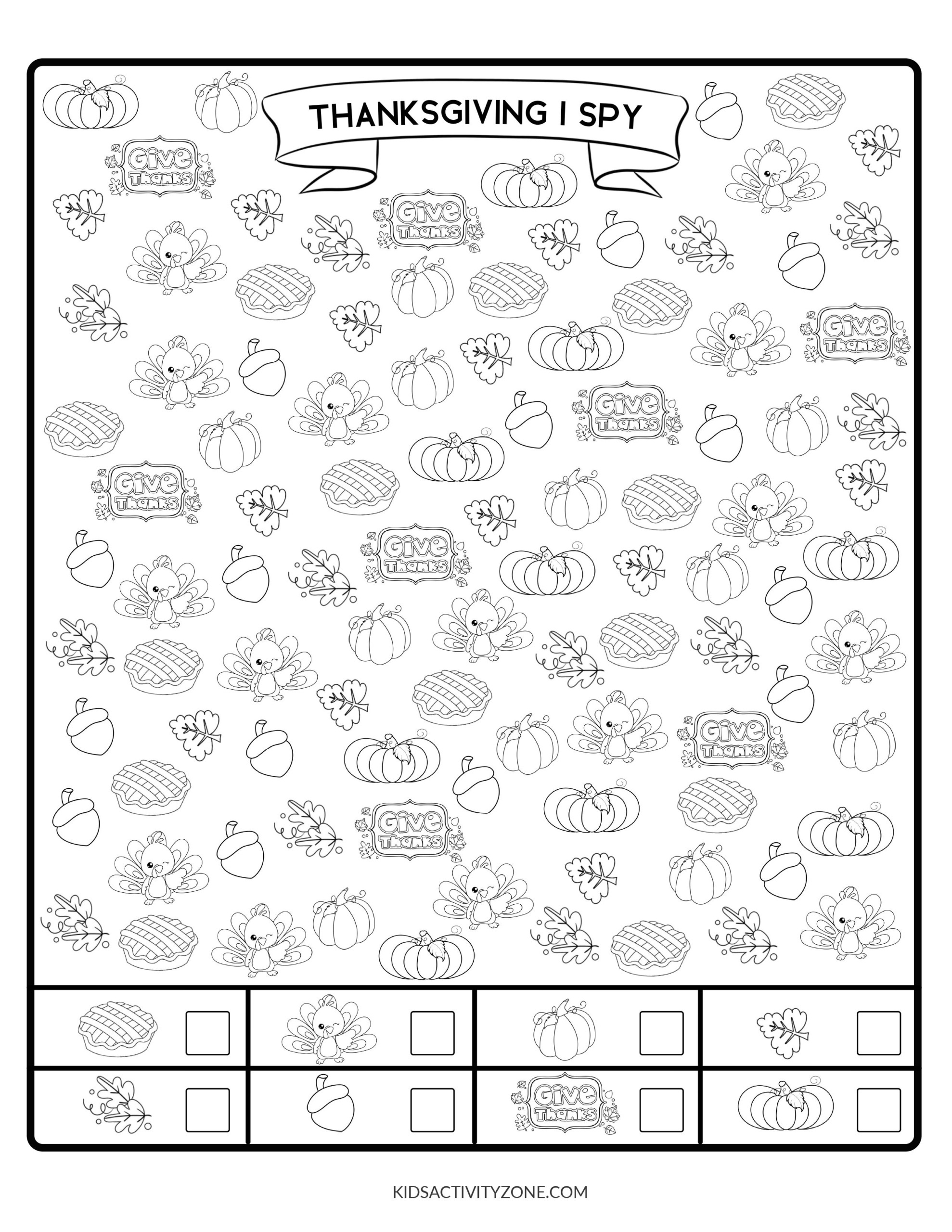 Thanksgiving I Spy - Free Printable! - Kids Activity Zone in Thanksgiving I Spy Worksheet