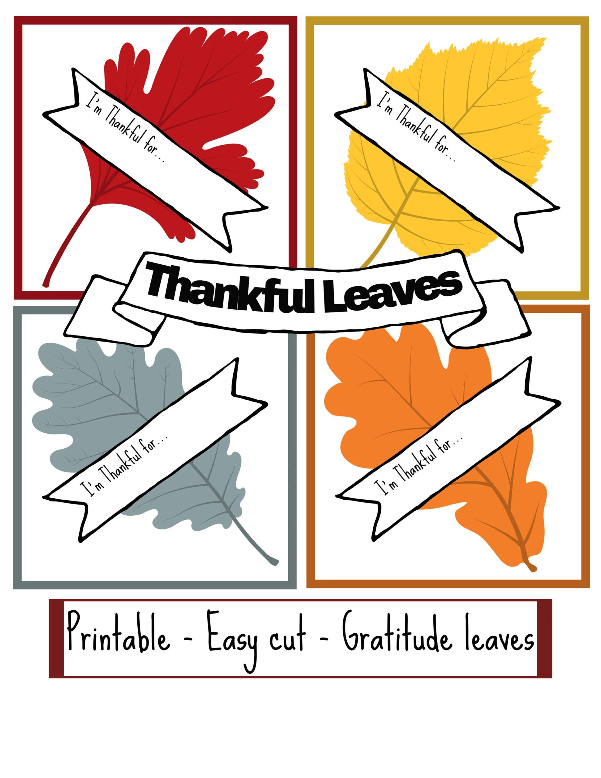 Thanksgiving Leaves - Gratitude Leaves - Printable Thankful Leaves in I Am Thankful For Leaves Printable