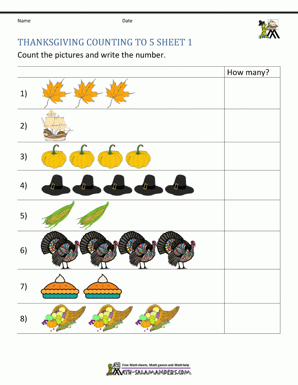 Thanksgiving Math Activities For Kindergarten pertaining to Thanksgiving Worksheet For Preschool