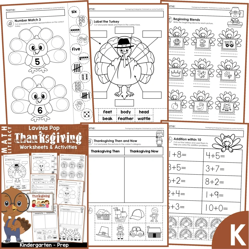 Thanksgiving Math &amp;amp; Literacy Worksheets For Kindergarten - In My World pertaining to Thanksgiving Worksheet 1st Grade