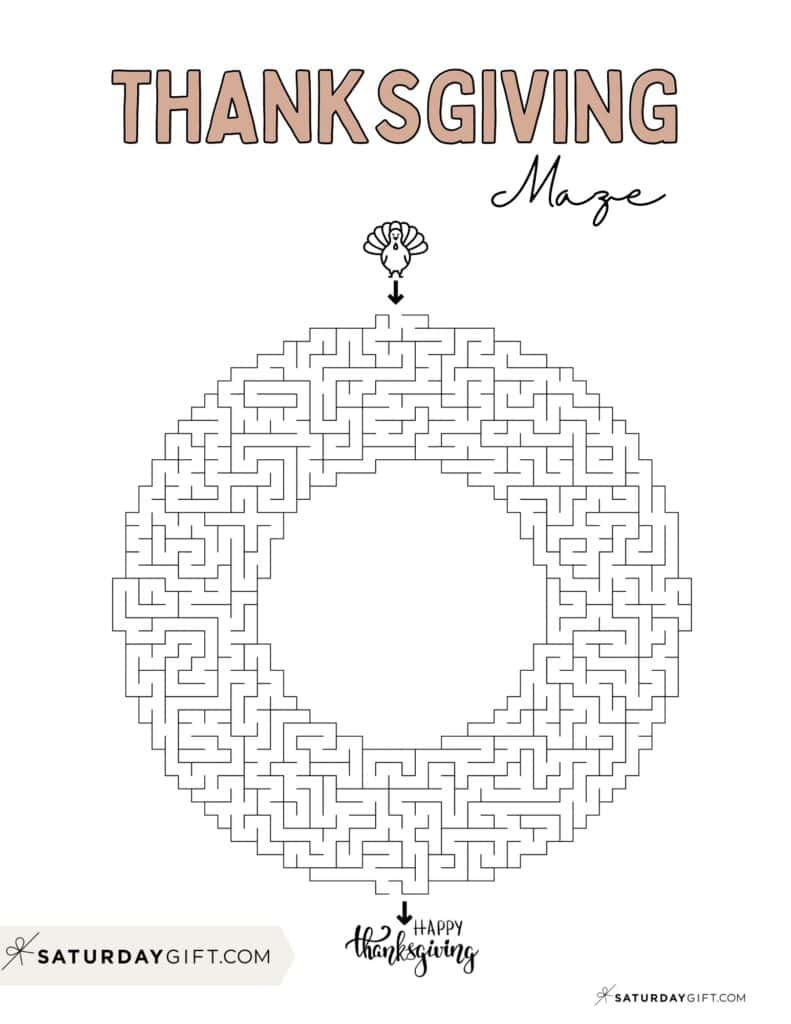 Thanksgiving Maze Printable - Cute &amp;amp; Free Templates | Saturdaygift throughout Thanksgiving Maze Free Printable