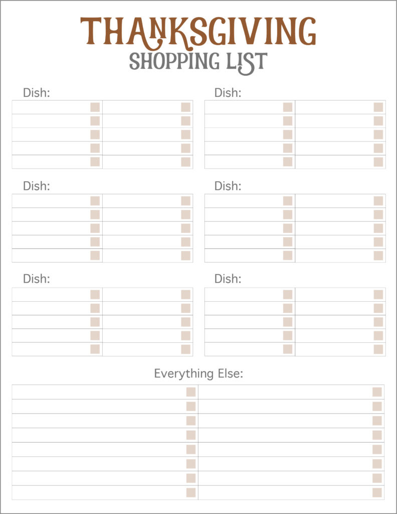 Thanksgiving Meal Planners &amp;amp; Shopping List Printables - Free within Printable Grocery List For Thanksgiving