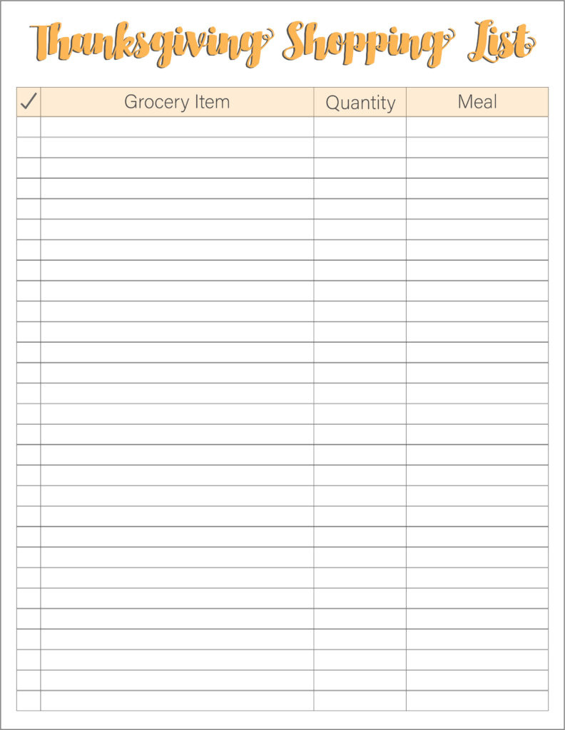 Thanksgiving Meal Planners &amp;amp; Shopping List Printables - Free within Thanksgiving Menu Shopping List Template