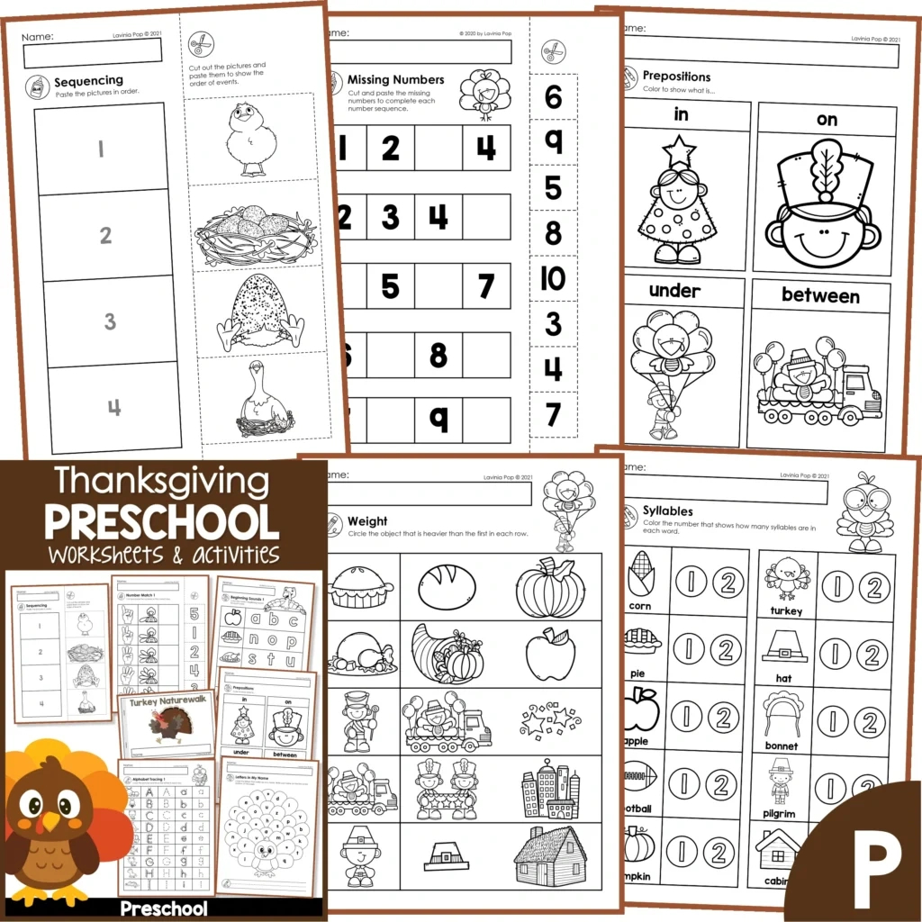 Thanksgiving No Prep Preschool Worksheets &amp;amp; Activities - In My World within Free Printable Preschool Thanksgiving Worksheets