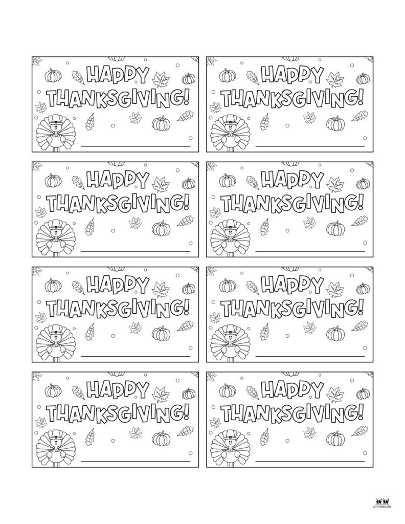 Thanksgiving Place Cards - 15 Free Printable Sets | Printabulls for Free Printable Thanksgiving Place Cards To Color