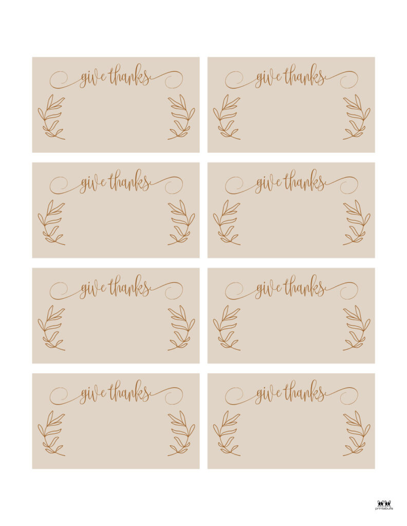 Thanksgiving Place Cards - 15 Free Printable Sets | Printabulls pertaining to Free Printable Thanksgiving Name Place Cards