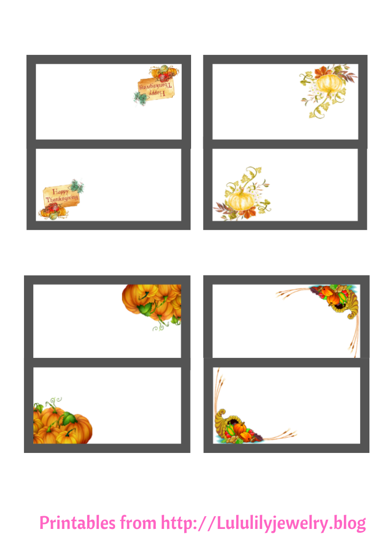 Thanksgiving Place Cards, Printable Set - Lululilyjewelry Blog regarding Printable Name Tags For Thanksgiving