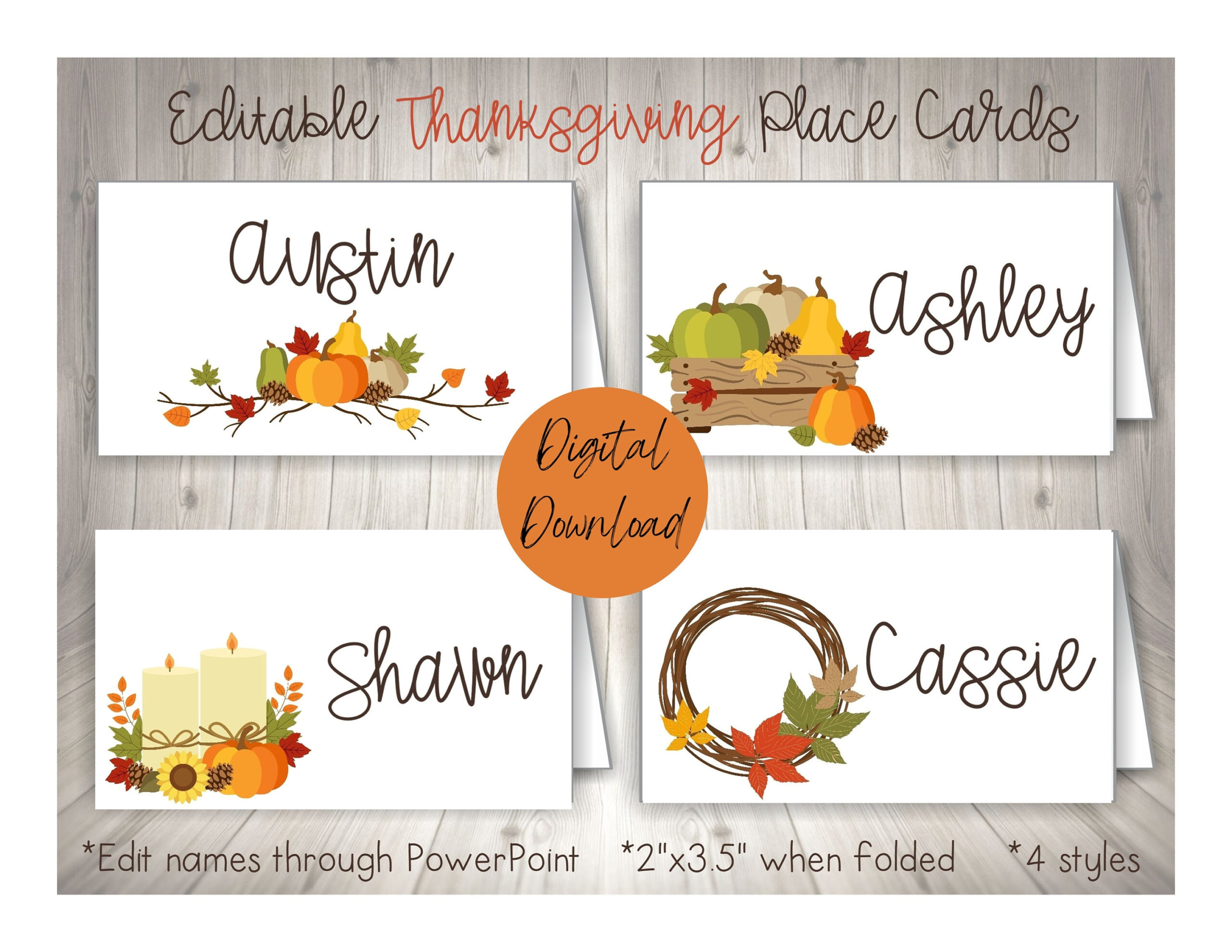 Thanksgiving Place Cards, Thanksgiving Food Labels, Printable Fall throughout Printable Place Cards Thanksgiving