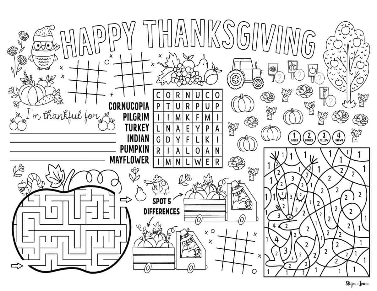 Thanksgiving Placemats | Skip To My Lou inside Free Thanksgiving Placemat Printable