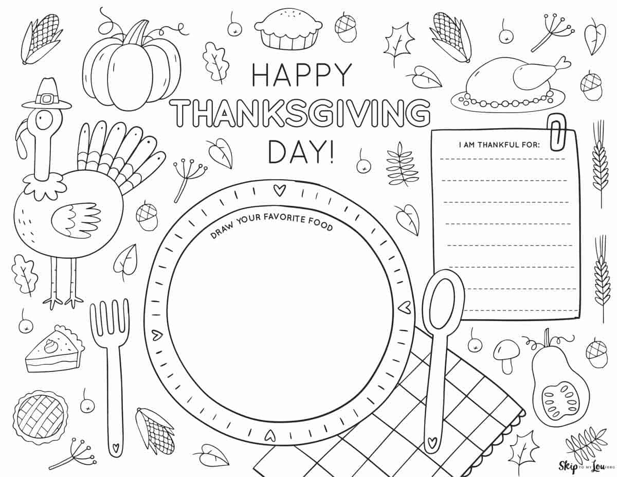 Thanksgiving Placemats | Skip To My Lou with Thanksgiving Placemats Coloring Printables