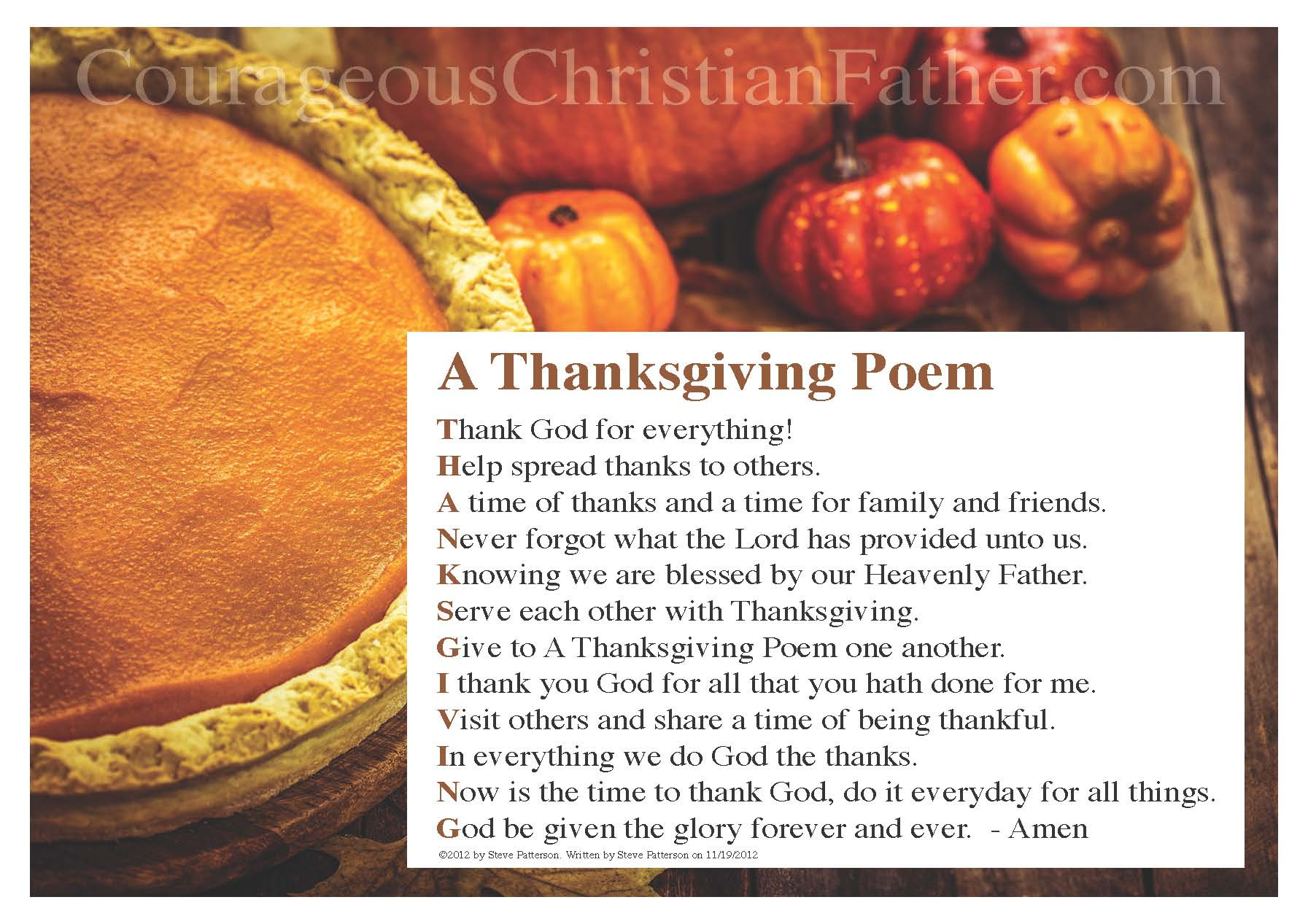 Thanksgiving Poem intended for Grief Thanksgiving Poem