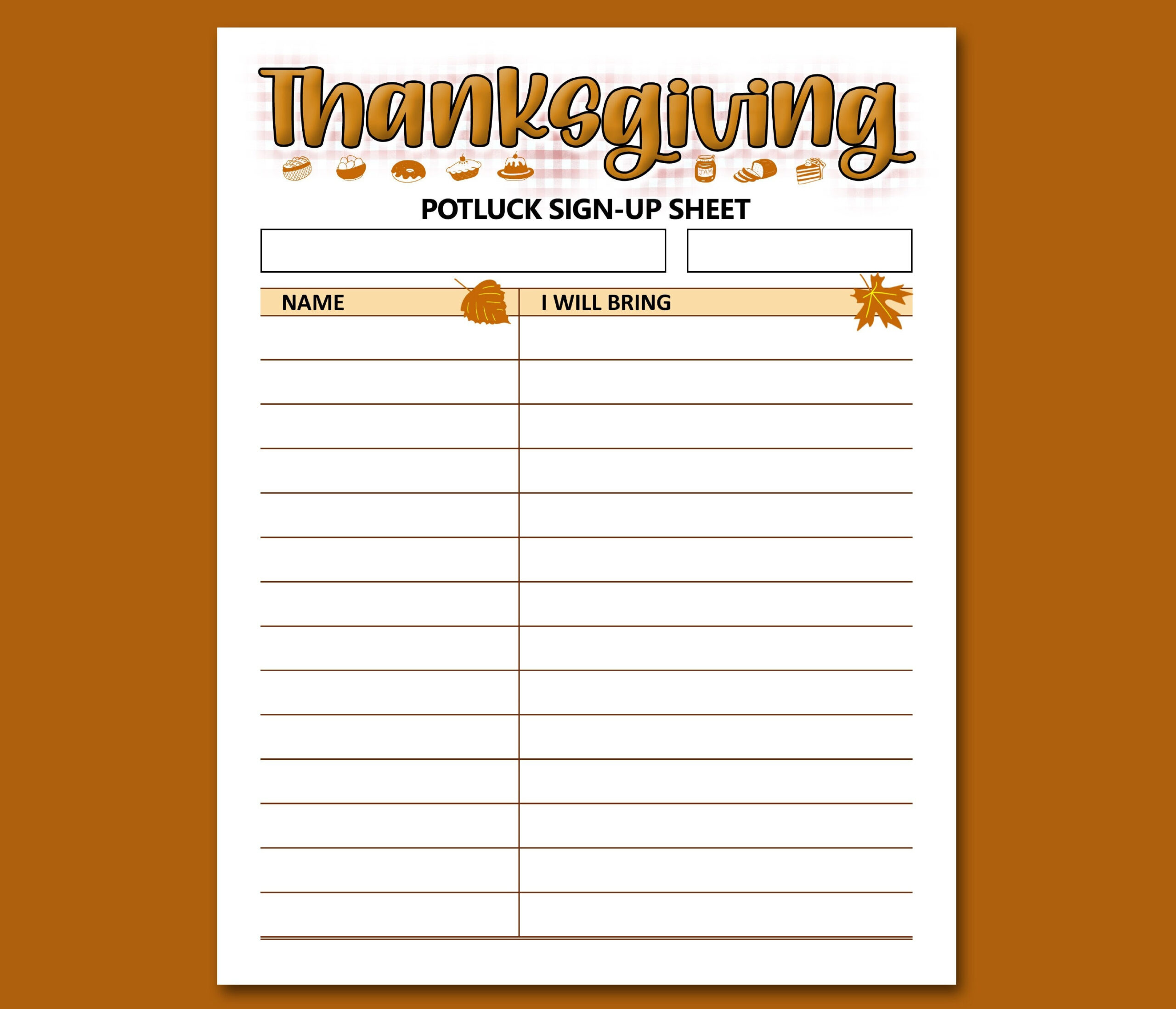 Thanksgiving Potluck Sign Up Sheet Printable Form, Letter Size pertaining to Free Printable Thanksgiving Potluck Sign Up Sheet