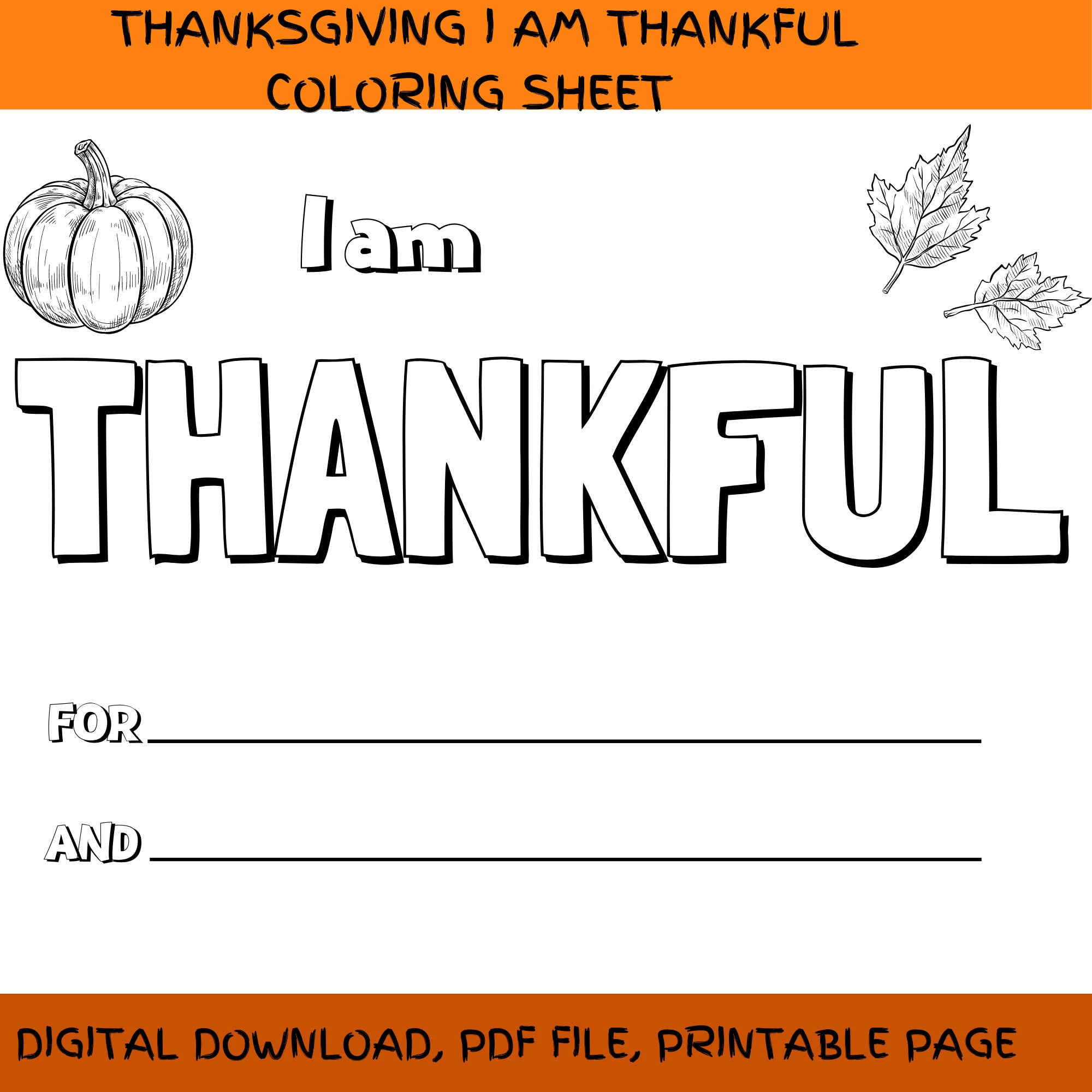 Thanksgiving Printable For Kids, I Am Thankful For Printable for I Am Thankful For Thanksgiving Printable