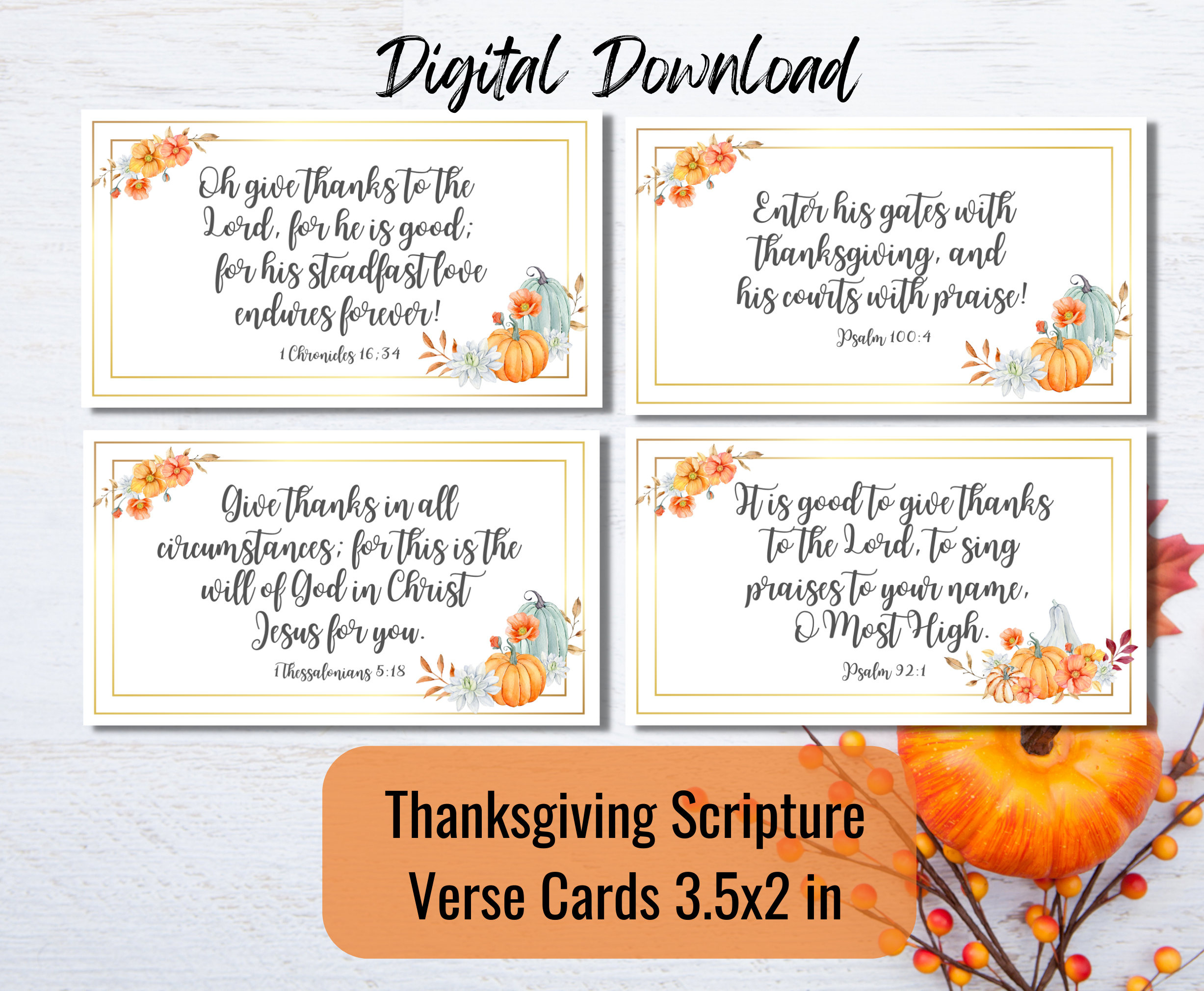 Thanksgiving Scripture Verse Printable Cards, Digital Download in Thanksgiving Bible Verses Printable