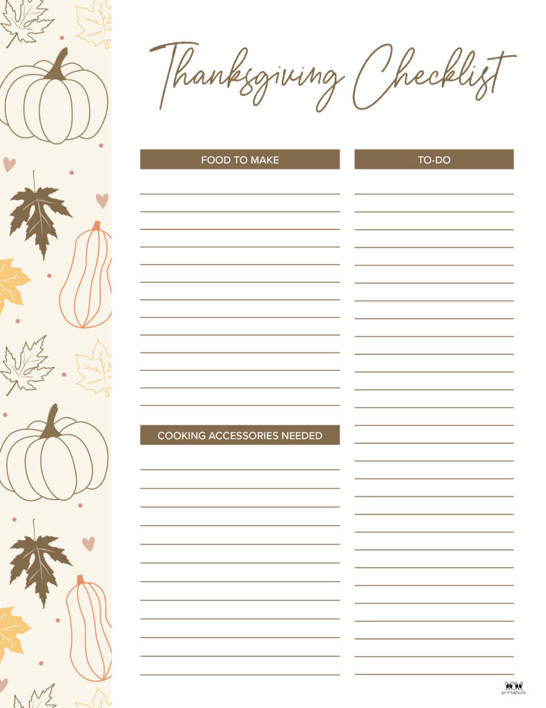 Thanksgiving Shopping Lists &amp;amp; Checklists - 30 Free Printables in Thanksgiving Checklist Printable Free