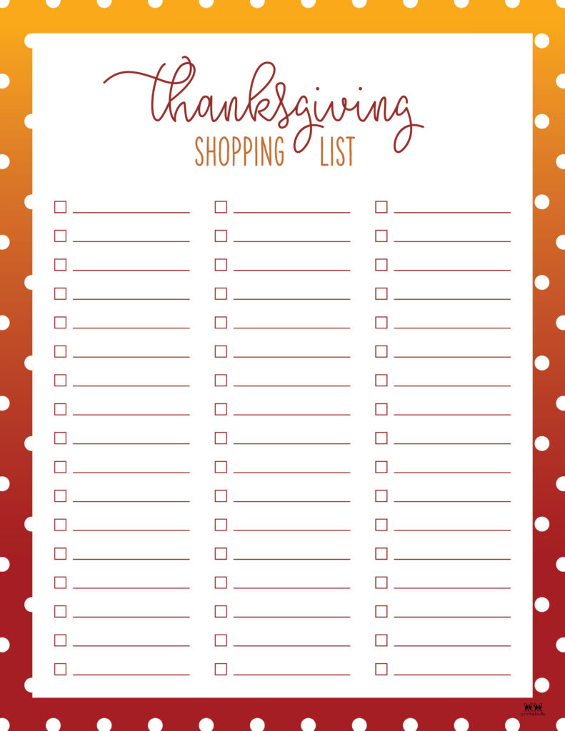 Thanksgiving Shopping Lists &amp;amp; Checklists - 30 Free Printables regarding Free Printable Thanksgiving Shopping List
