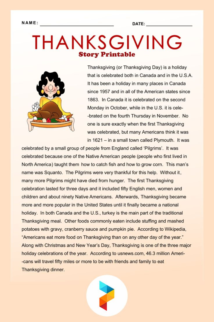 Thanksgiving Story - 13 Free Pdf Printables | Printablee within Story Of Thanksgiving Printable