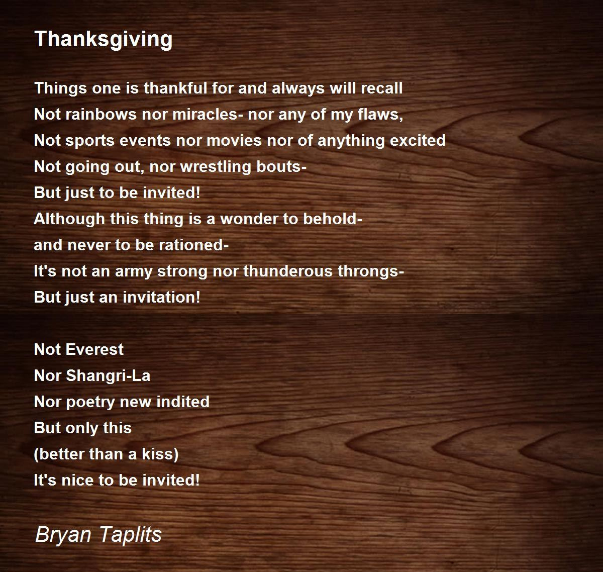 Thanksgiving - Thanksgiving Poembryan Taplits intended for Thanksgiving Invite Poem