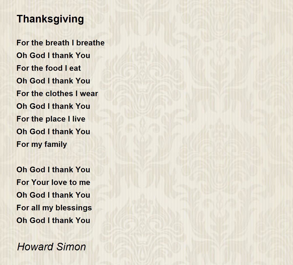 Thanksgiving - Thanksgiving Poemhoward The Motivational Poet Simon with regard to A Thanksgiving Poem to God