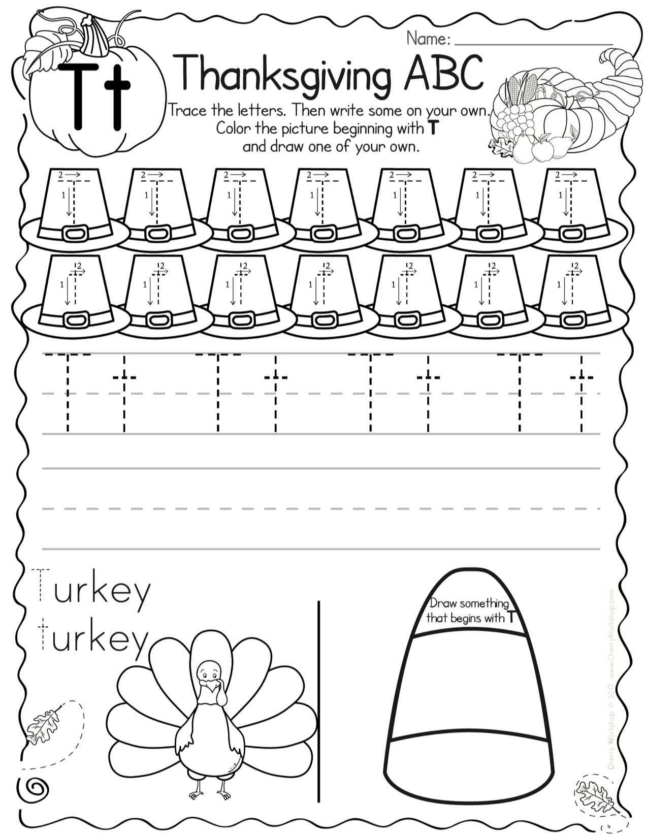 Thanksgiving Themed Abc Practice Pages in Thanksgiving ABC Worksheets