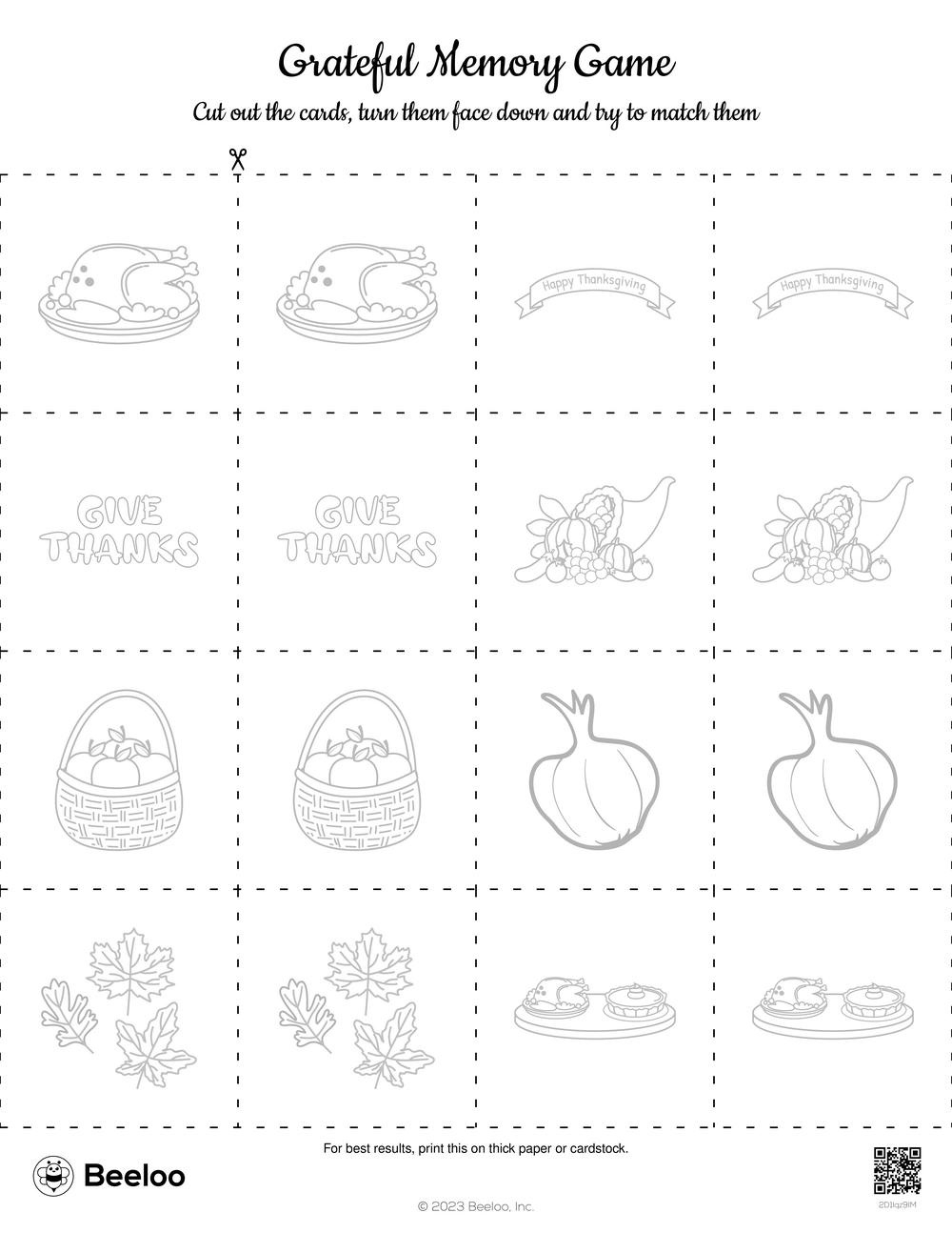 Thanksgiving-Themed Memory Games • Beeloo Printable Crafts And for Thanksgiving Memory Game Printable