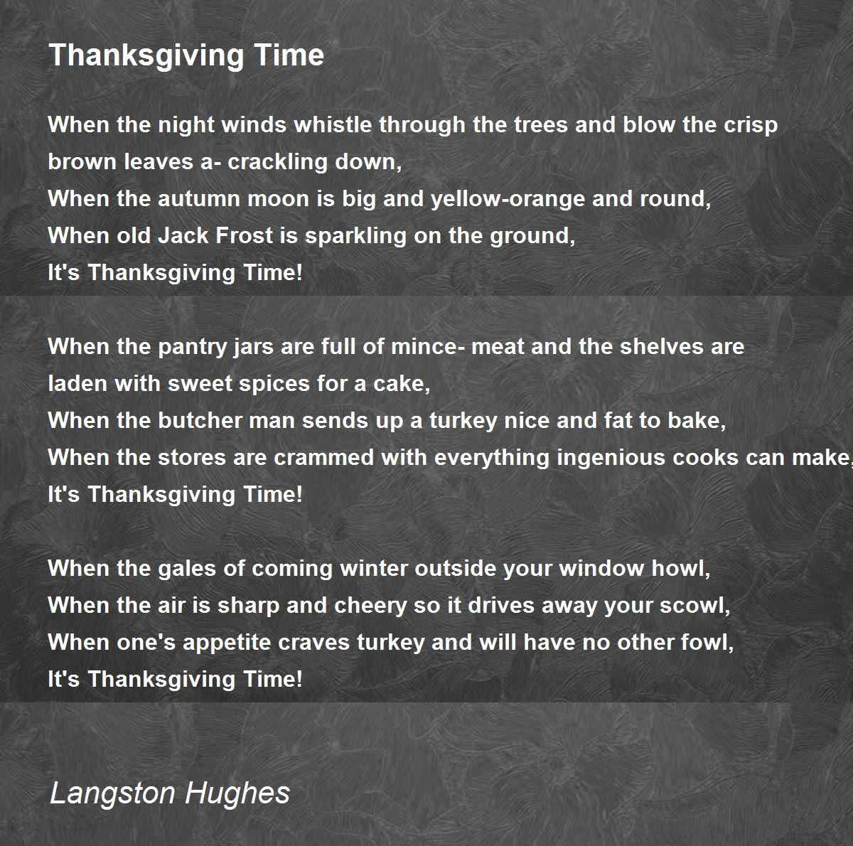 Thanksgiving Time - Thanksgiving Time Poemlangston Hughes throughout Langston Hughes Thanksgiving Poem