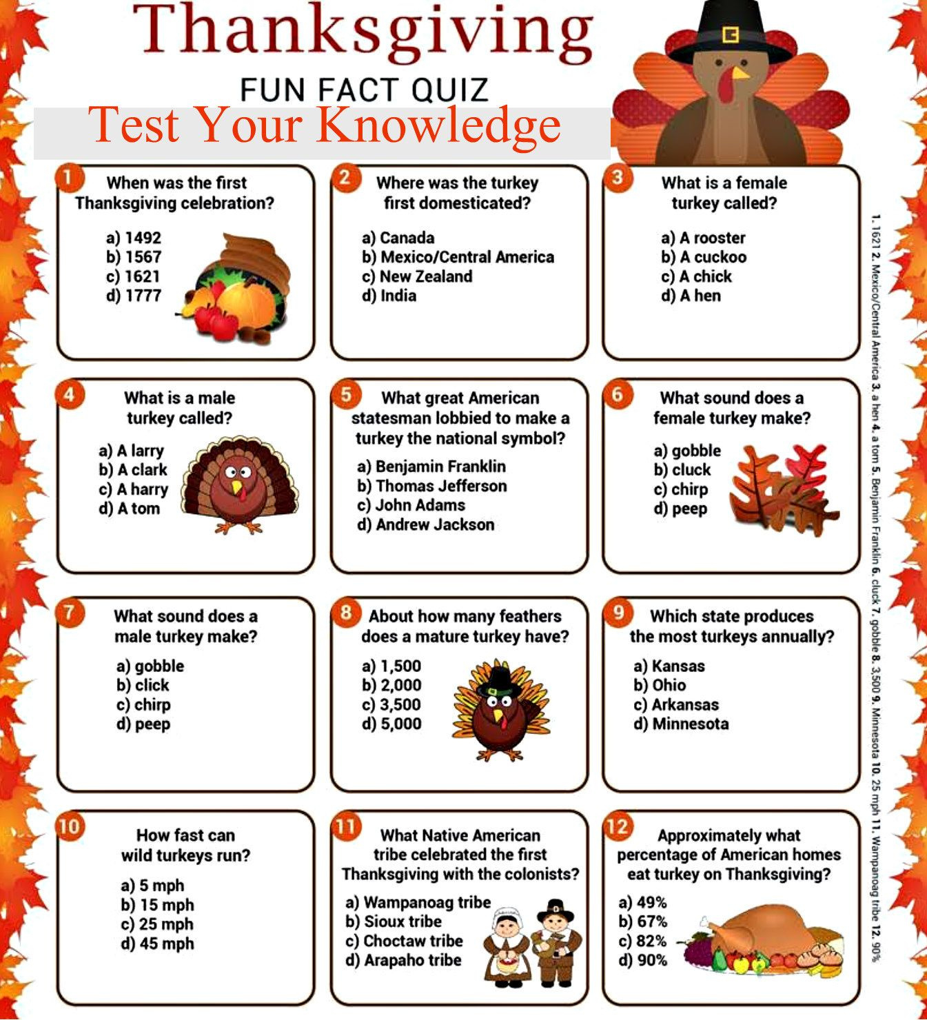 Thanksgiving Trivia Quiz | Fun Facts - Worksheets Library intended for Thanksgiving Fun Facts Printable