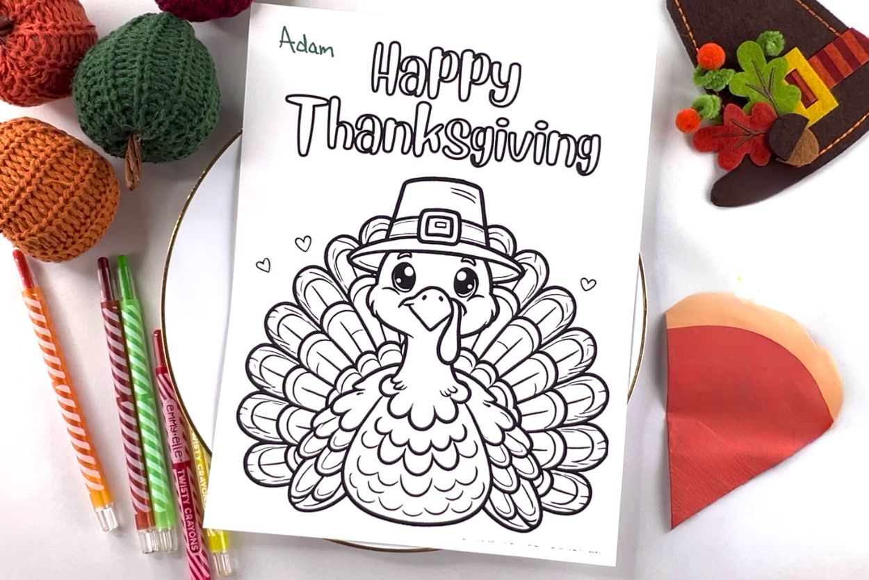 Thanksgiving Turkey Coloring Page (Perfect Place Setting Fun!) inside Printable Happy Thanksgiving Turkey